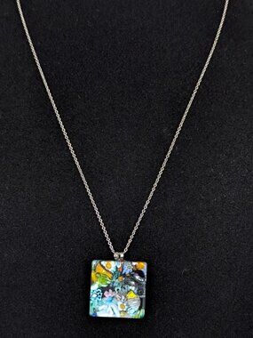 Murano Stamped Floral Pendant Necklace